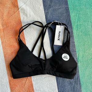 NWT Hurley Black Strappy Bikini Top